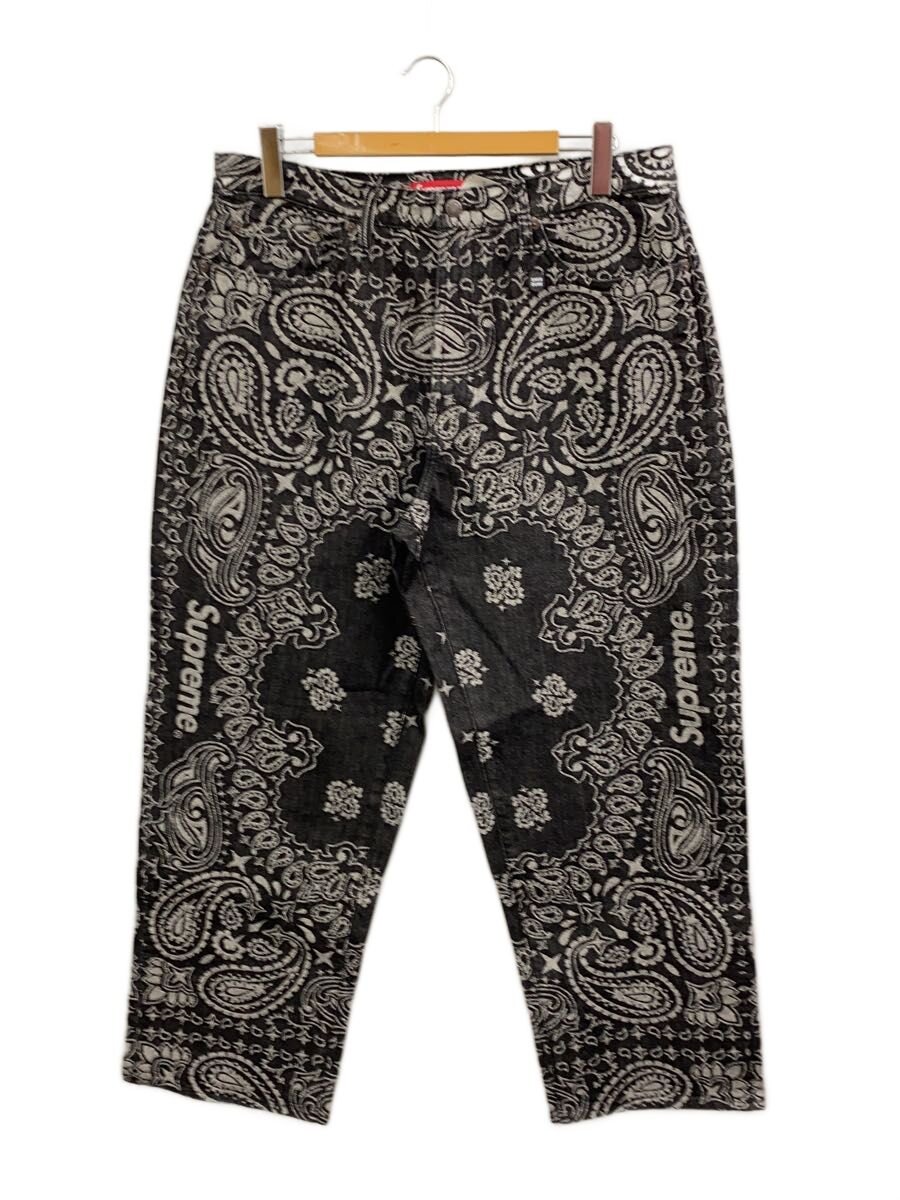 Supreme◆bandana jacquard baggy jean/34/コットン/BLK/総柄