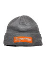 【中古】Supreme◆17AW × New Era Box Logo Beanie/ニットキャップ/アクリル/GRY/メンズ/ロゴ【服飾雑貨他】