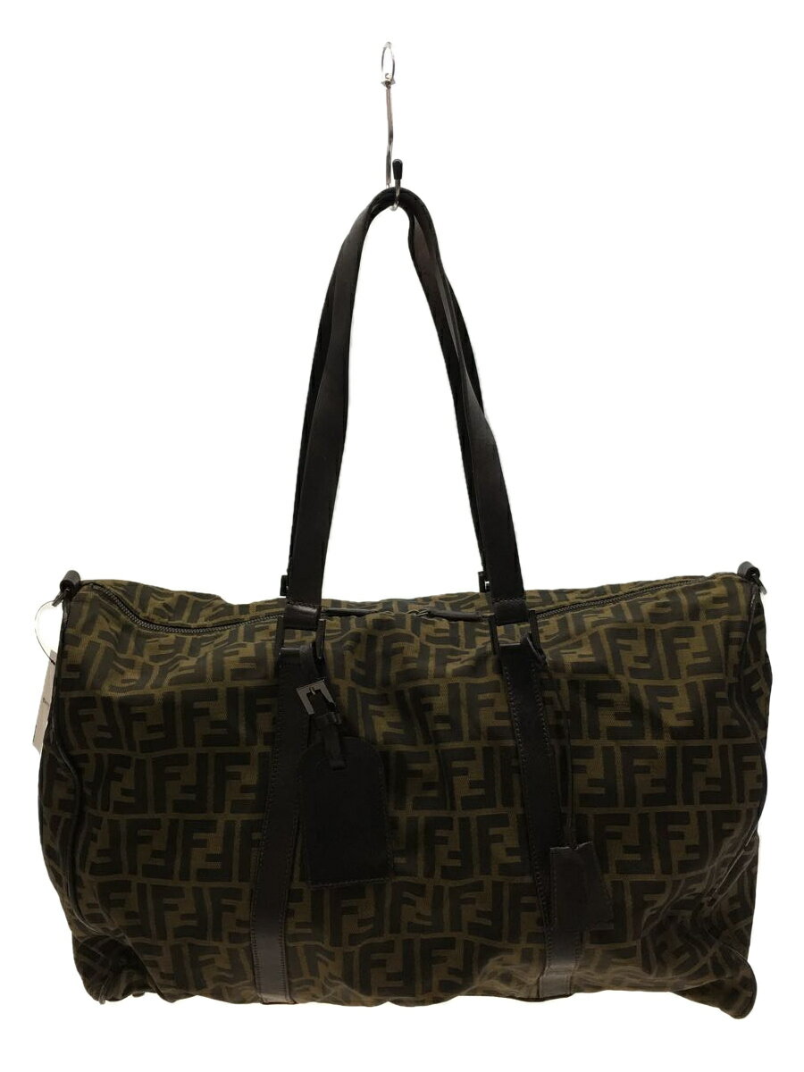 【中古】FENDI◆ボストンバッグ/コットン/ブラウン/総柄/ズッカ柄/FENDI【バッグ】