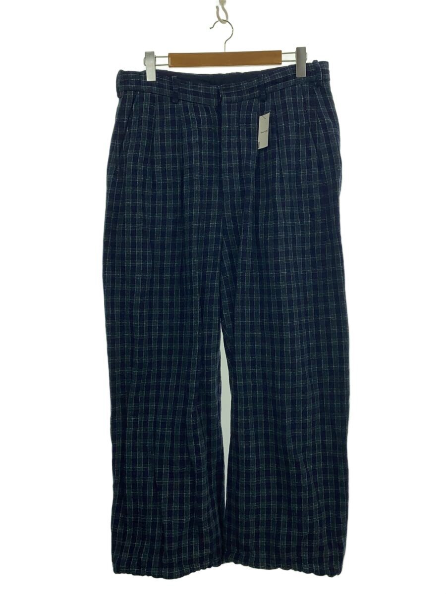 【中古】NICENESS◆2タックスラックス/L/ウール/ネイビー/チェック/NN-T04F21/PETER//【メンズウェア】