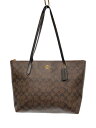 【中古】COACH◆トートバッグ/レザー/BRW/総柄/4455【バッグ】