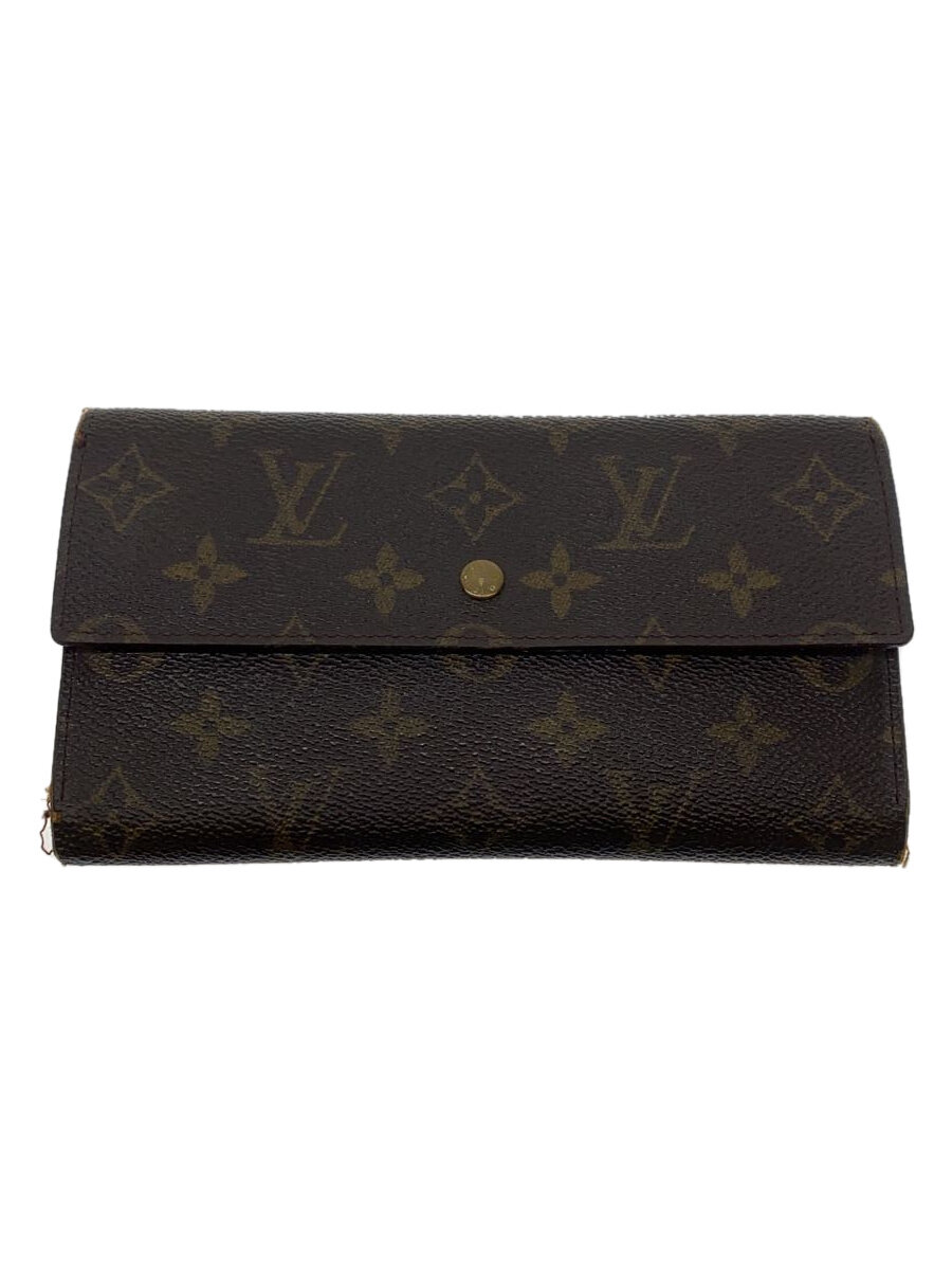 【中古】LOUIS VUITTON◆長財布/レザー/ブラウン/モノグラム/レディース/M61734【服飾雑貨他】