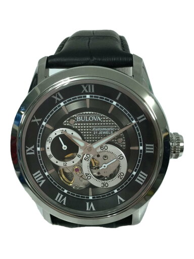 【中古】BULOVA◆自動巻腕時計/アナログ/レザー/BLK/BLK/96A135【服飾雑貨他】 【中古】BULOVA◆自動巻腕時計/アナログ/レザー/BLK/BLK/96A135【服飾雑貨他】