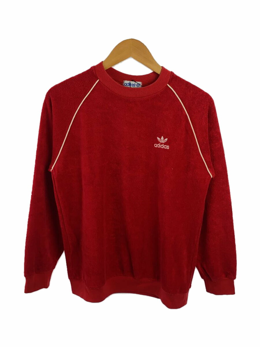 【中古】adidas◆80s/デサント/パイル地スウェット/L/ポリエステル/RED【メンズウェア】