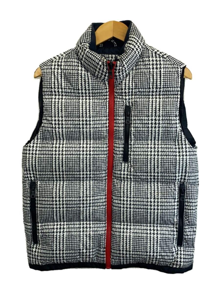 【中古】TOMMY HILFIGER◆ダウンベスト/S/ポリエステル/WHT/千鳥格子【メンズウェア】