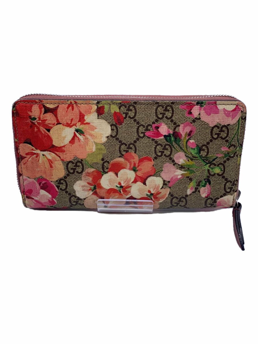 【中古】GUCCI◆長財布_GGブルームス/キャンバス/BEG/花柄/レディース【服飾雑貨他】