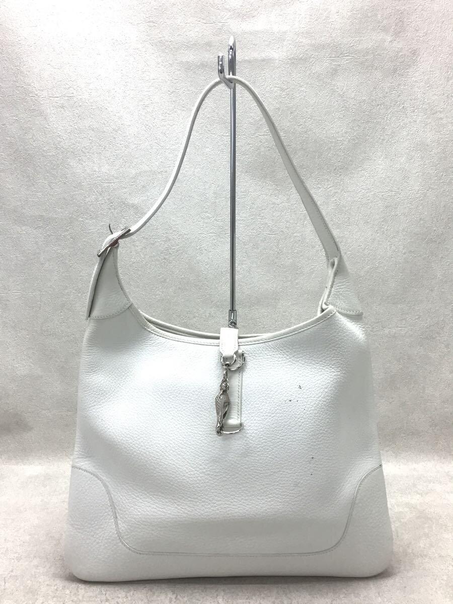 【中古】HERMES◆トリム31/□H刻印/ショルダーバッグ/レザー/ホワイト//【バッグ】