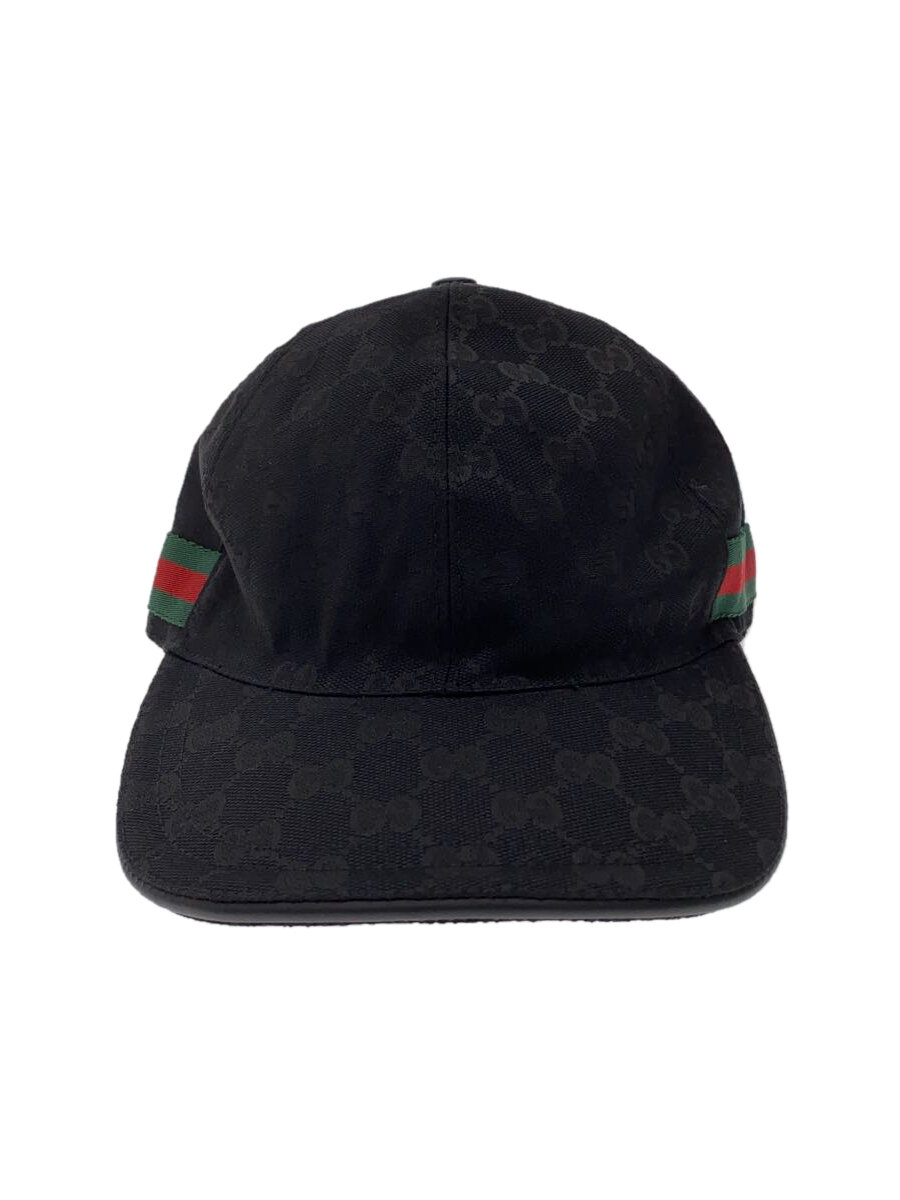 【中古】GUCCI◆キャップ/L/ポリエステル/BLK/メンズ/200035・202291【服飾雑貨他】