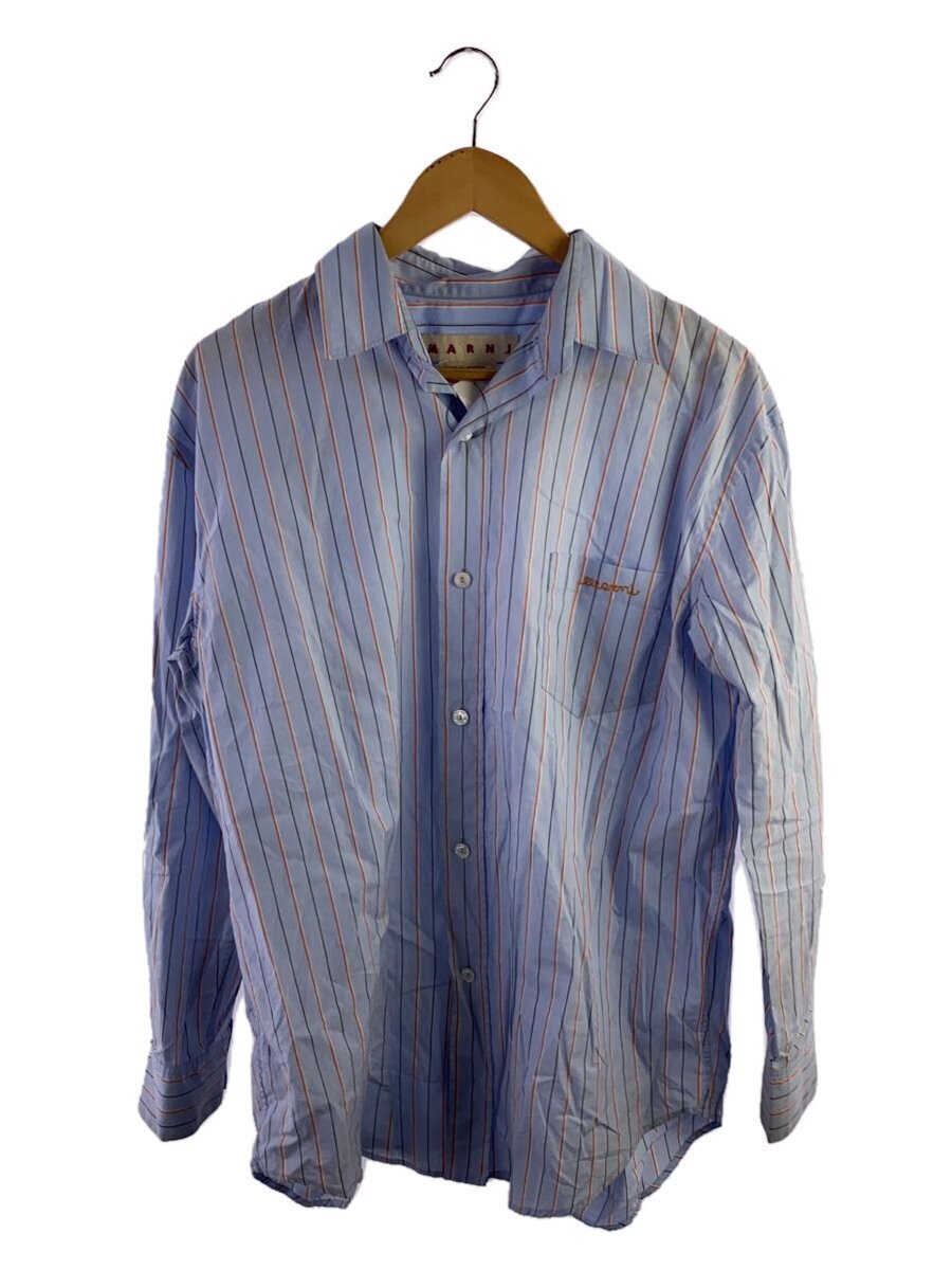 【中古】MARNI◆長袖シャツ/40/コットン/BLU/ストライプ【レディースウェア】