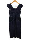 【中古】Her lip to◆Ruffled Shoulder Denim Midi Dress/ノースリーブワンピース/S/コットン/インディ【レディースウェア】