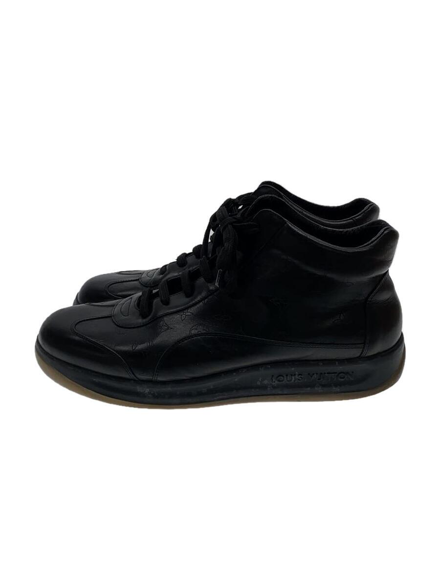 【中古】LOUIS VUITTON◆ハイカットスニーカー/UK8/BLK/レザー【シューズ】