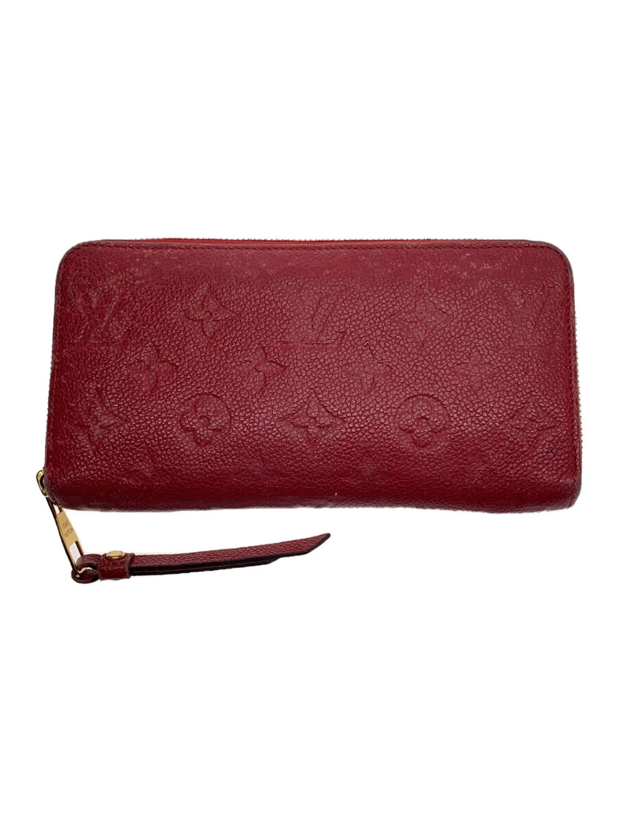 【中古】LOUIS VUITTON◆ジッピー・ウォレット_モノグラム・アンプラント_RED_チェリーベリー/レザー/RED/総柄/レディー【服飾雑貨他】