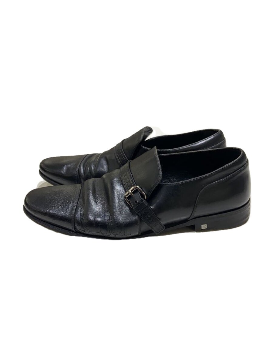 【中古】LOUIS VUITTON◆レザー割れ有/ソールえぐれ有/ローファー/UK7/BLK/レザー【シューズ】