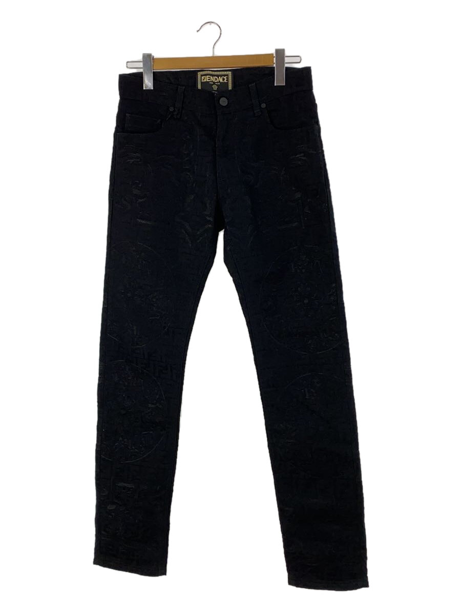 【中古】FENDI◆ボトム/31/コットン/BLK/総柄/FLP201【メンズウェア】