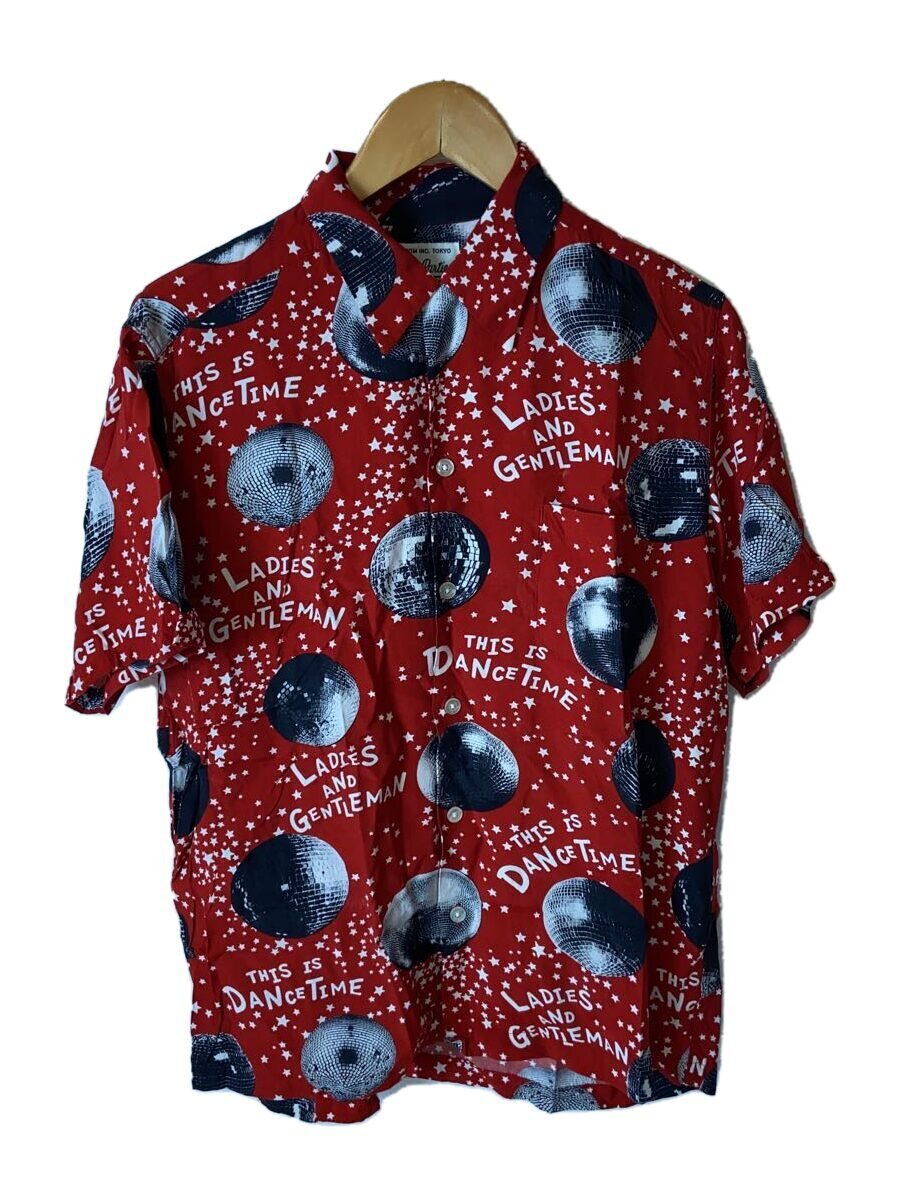 【中古】WACKO MARIA◆アロハシャツ/M/レーヨン/RED/ミラーボール【メンズウェア】