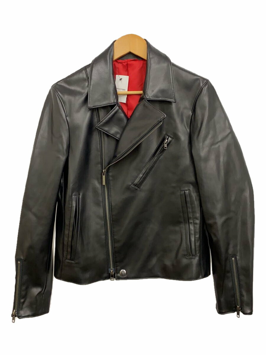 【中古】COMME CA MEN◆ダブルライダースジャケット/S/フェイクレザー/BLK/無地/07-23BE01【メンズウェア】