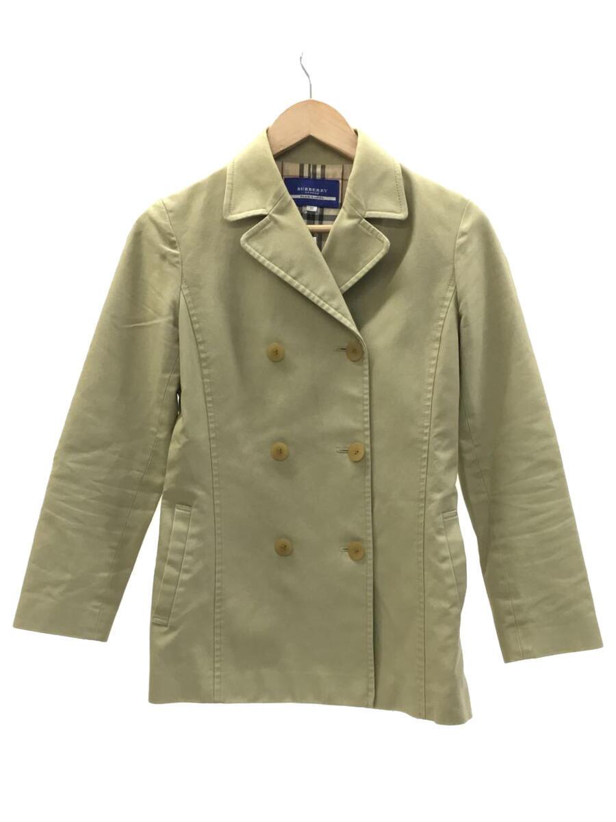 【中古】BURBERRY BLUE LABEL◆ノバチェック/ピーコート/38/コットン/BEG/無地/FC5-93-128【レディースウェア】