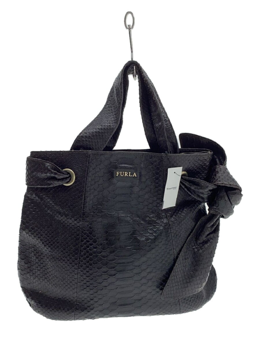 【中古】FURLA◆トートバッグ/レザー/BRW/総柄【バッグ】