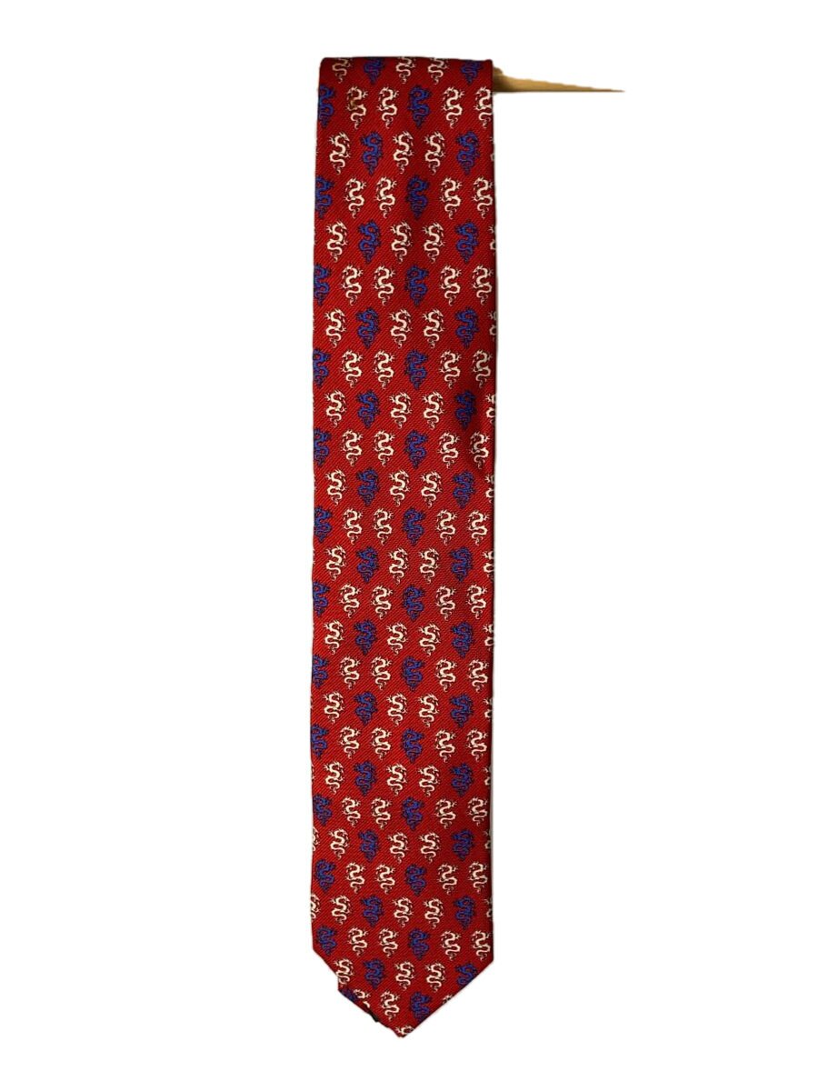 DUNHILL - 【中古】dunhill◆ネクタイ/シルク/RED/総柄/メンズ【服飾雑貨他】