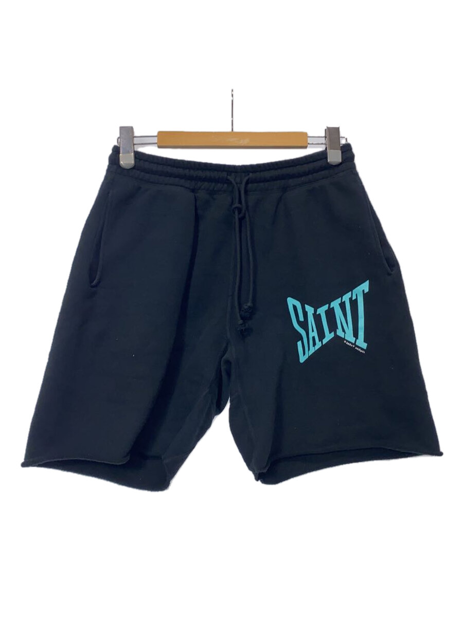 【中古】SAINT MICHAEL◆23SS/ロゴプリントショートパンツ/ショートパンツ/S/コットン/BLK/SM-S23-0000-056【メンズウェア】