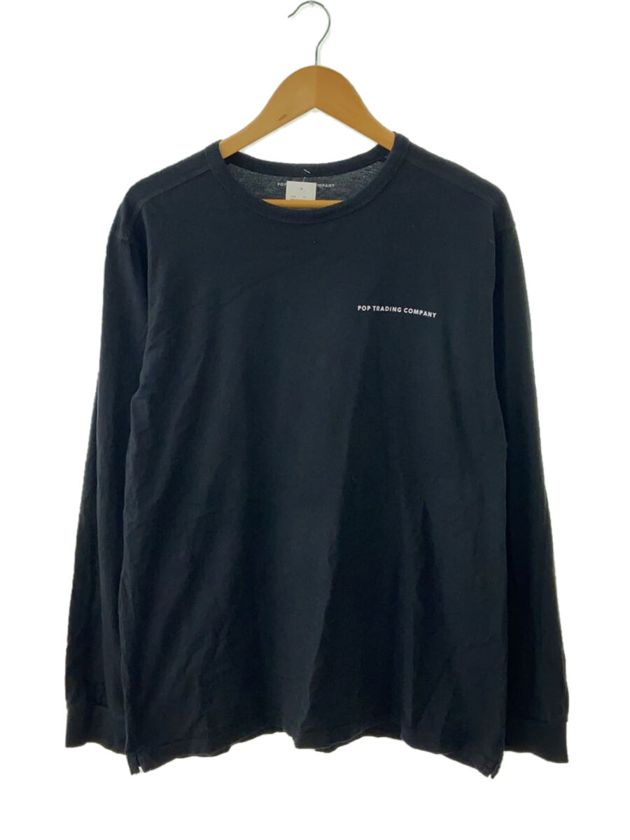 【中古】POP TRADING COMPANY◆ロゴ/長袖Tシャツ/L/コットン/BLK【メンズウェア】