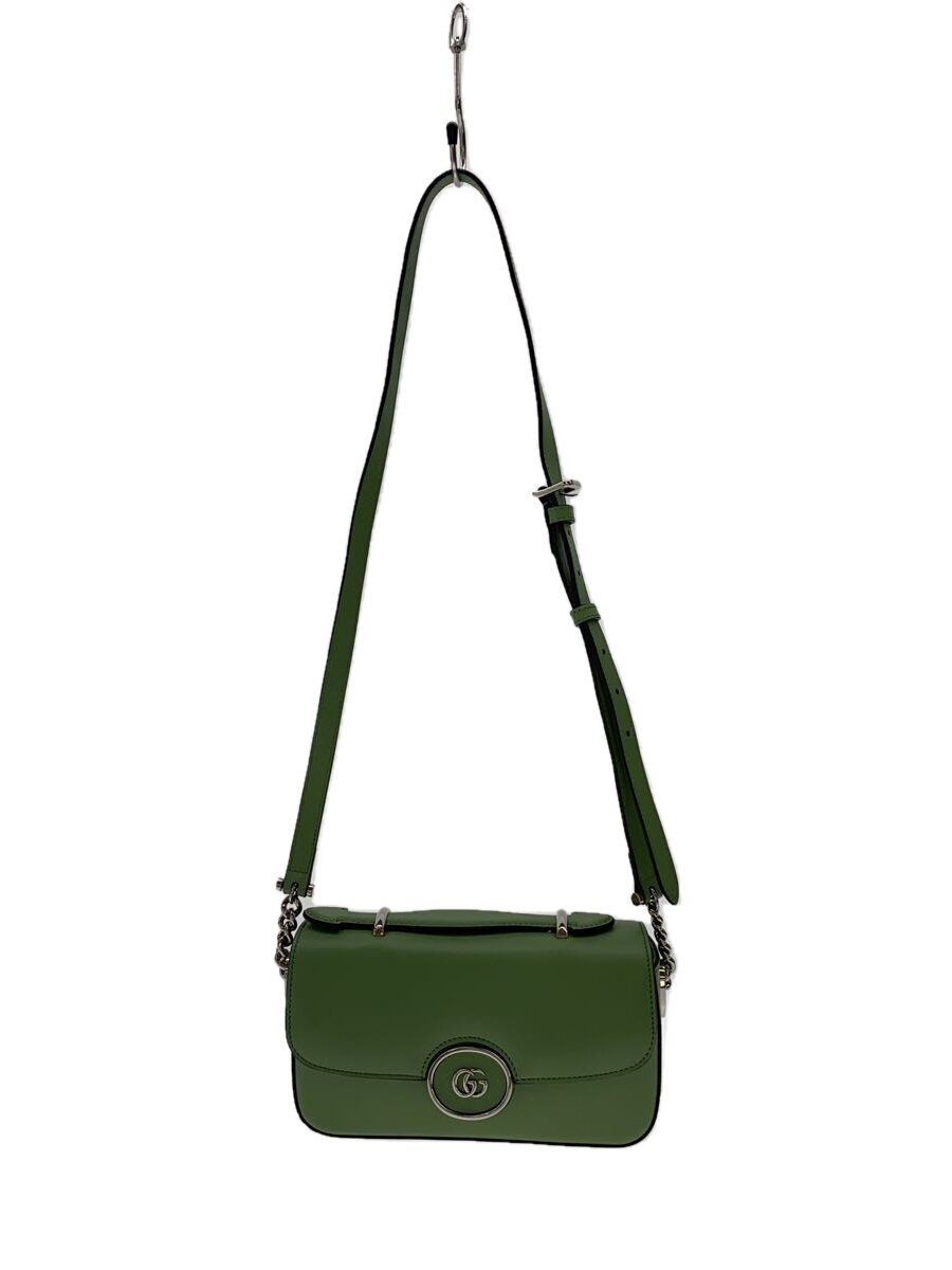 GUCCI - 【中古】GUCCI◆ショルダーバッグ_ダブルG/レザー/GRN【バッグ】