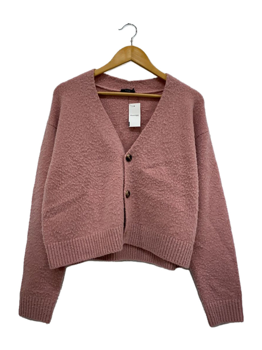 【中古】YLEVE◆カーディガン(厚手)/M/ウール/PNK/無地/168-2264037/SAMPLE/全体毛玉有【レディースウェア】