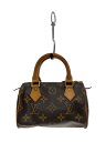 【中古】LOUIS VUITTON◆ミニ・スピーディ_モノグラム・キャンバス_BRW/PVC/BRW【バッグ】