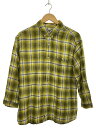 【中古】EDDIE BAUER◆長袖シャツ/L/リネン/グリーン/チェック/34 9491【メンズウェア】