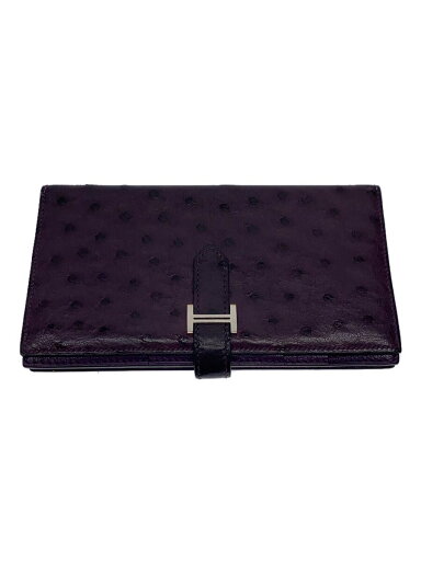【中古】HERMES◆2009年/ベアン/オーストリッチ/金具傷/内側黒シミ有長財布/レザー/PUP/レディース//【服飾雑貨他】 【中古】HERMES◆2009年/ベアン/オーストリッチ/金具傷/内側黒シミ有長財布/レザー/PUP/レディース//【服飾雑貨他】