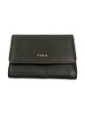 【中古】FURLA◆3つ折り財布/レザー/BLK/無地/レディース【服飾雑貨他】