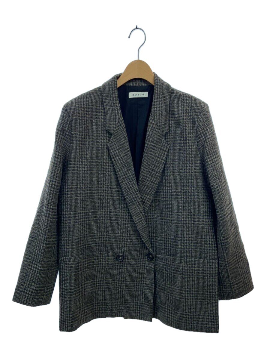 【中古】masscob◆CHECK JACKET/ジャケット/36/ウール/BRW/チェック/23-