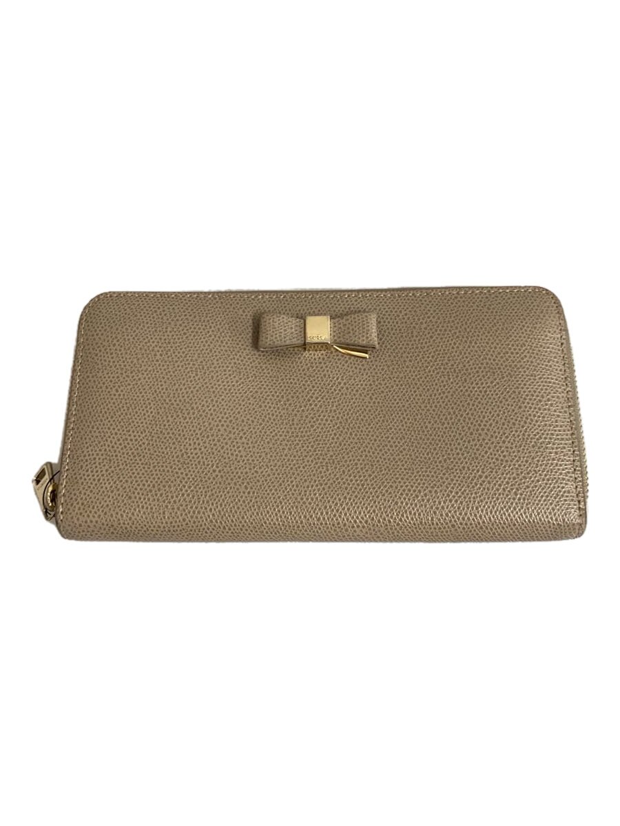 【中古】FURLA◆長財布/レザー/BEG/レ�
