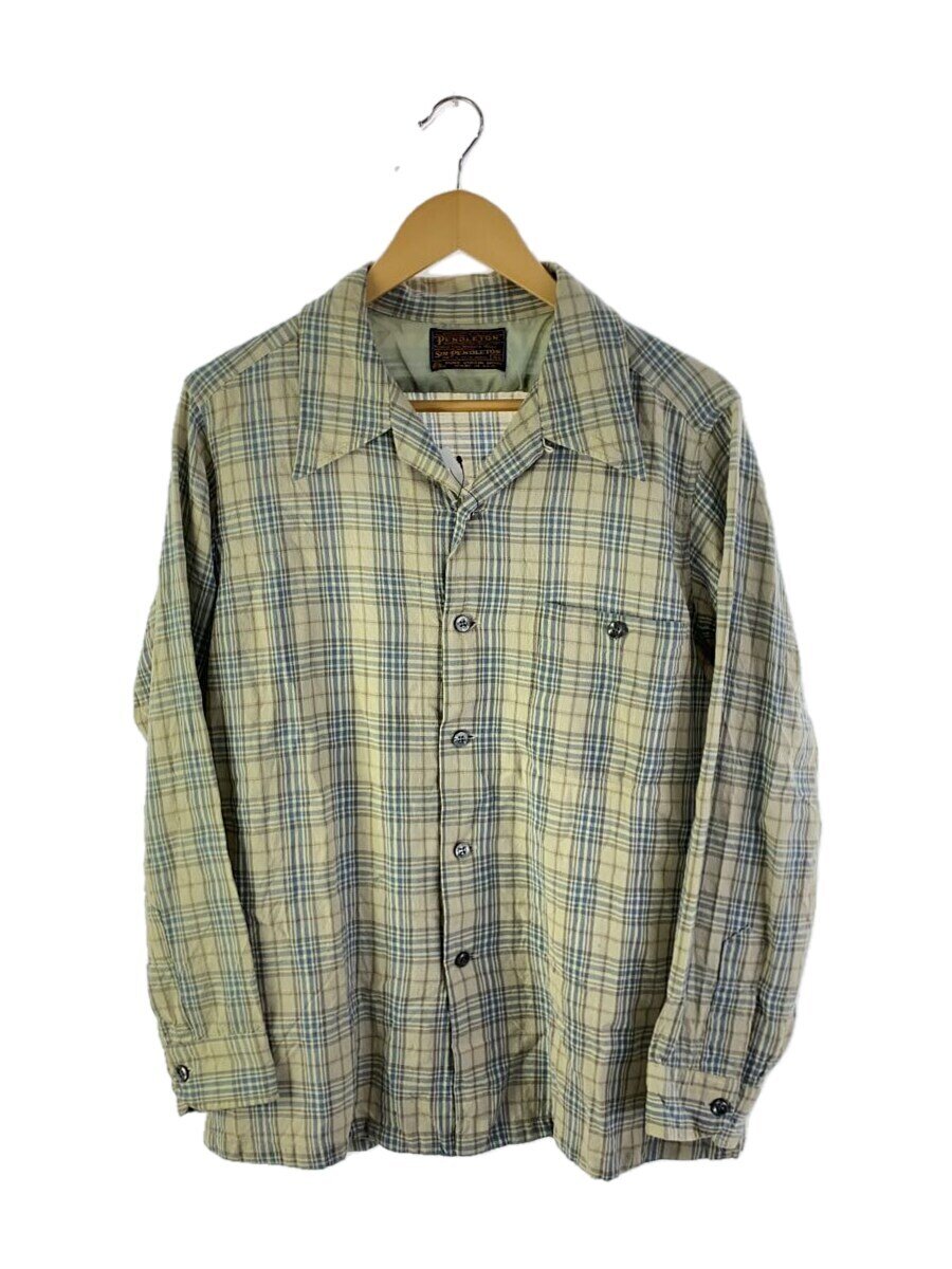 【中古】PENDLETON◆SIR PENDLETON/70s/オープンカラー/長袖シャツ/XL/ウール/BLU/チェック【メンズウェア】