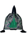 【中古】ear PAPILLONNER◆タッセル刺しゅう巾着バッグ/バッグ/--/GRN/総柄【バッグ】