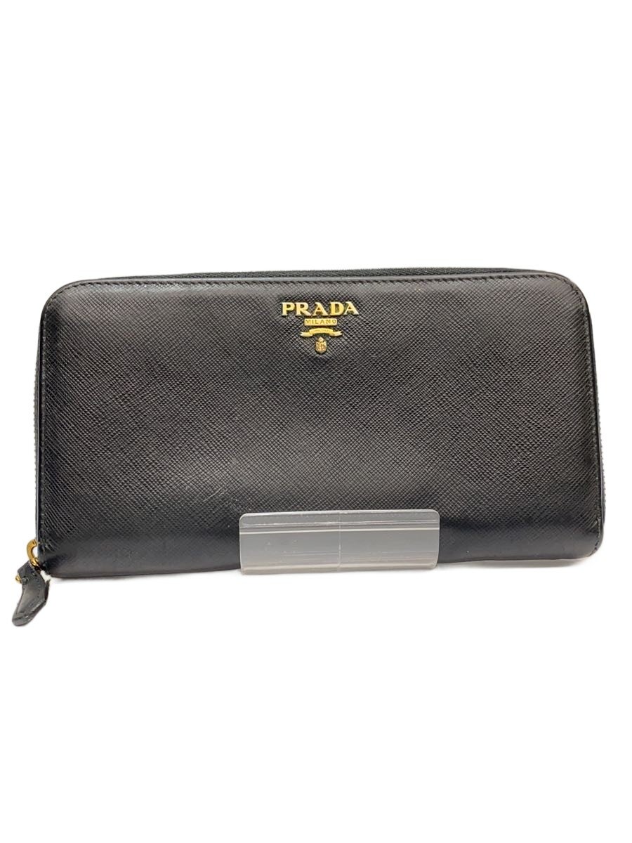 【中古】PRADA◆長財布/レザー/BLK/無地/レディース/9625b260033【服飾雑貨他】