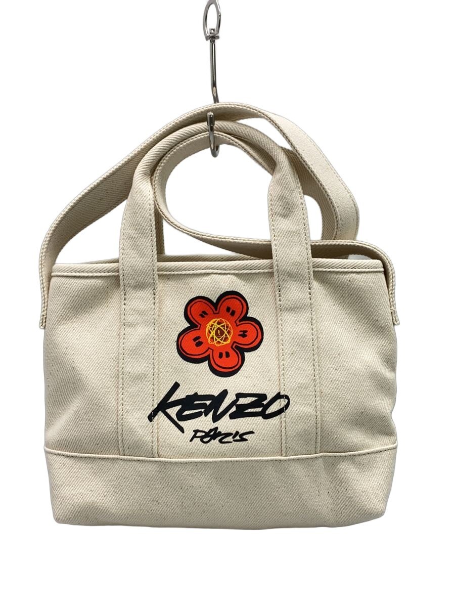 【中古】KENZO◆ショルダーバッグ/コットン/WHT/ff68sa910f36【バッグ】