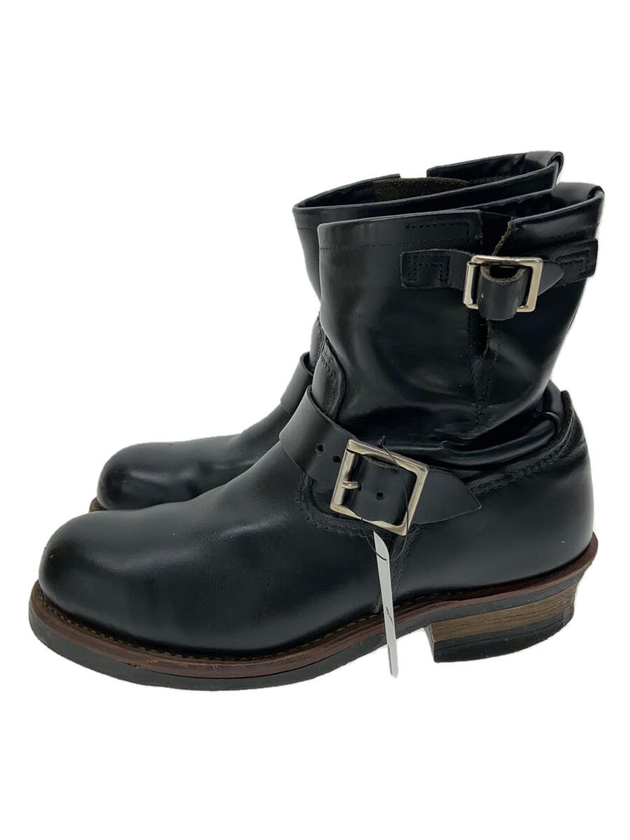 【中古】RED WING◆つま先ダメージ有/ショートエンジニアブーツ/25cm/BLK/牛革/2976【シューズ】