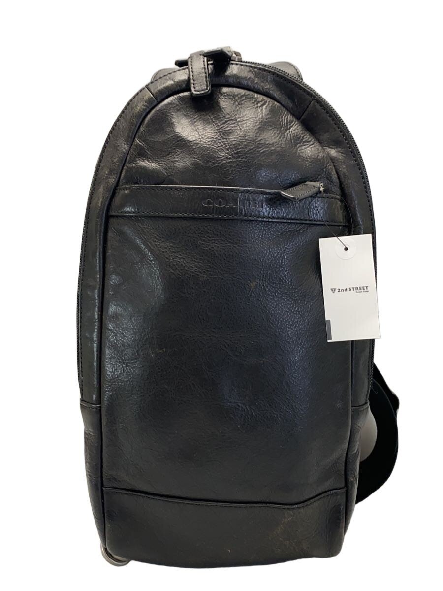COACH - 【中古】COACH◆ショルダーバッグ/レザー/BLK/無地/表地に汚れ・使用感有【バッグ】