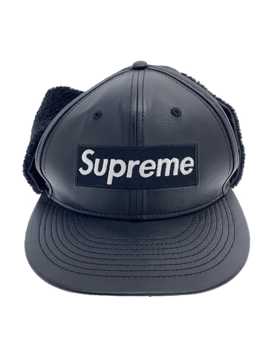【中古】Supreme◆キャップ/7 5/8/レザー/BLK/無地/メンズ【服飾雑貨他】
