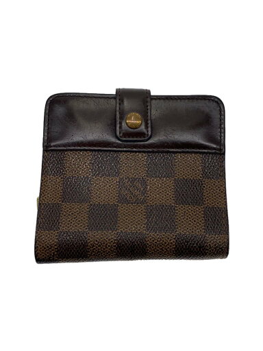 【中古】LOUIS VUITTON◆コンパクト・ジップ_ダミエ・エベヌ_BRW/PVC/BRW/レディース【服飾雑貨他】 【中古】LOUIS VUITTON◆コンパクト・ジップ_ダミエ・エベヌ_BRW/PVC/BRW/レディース【服飾雑貨他】