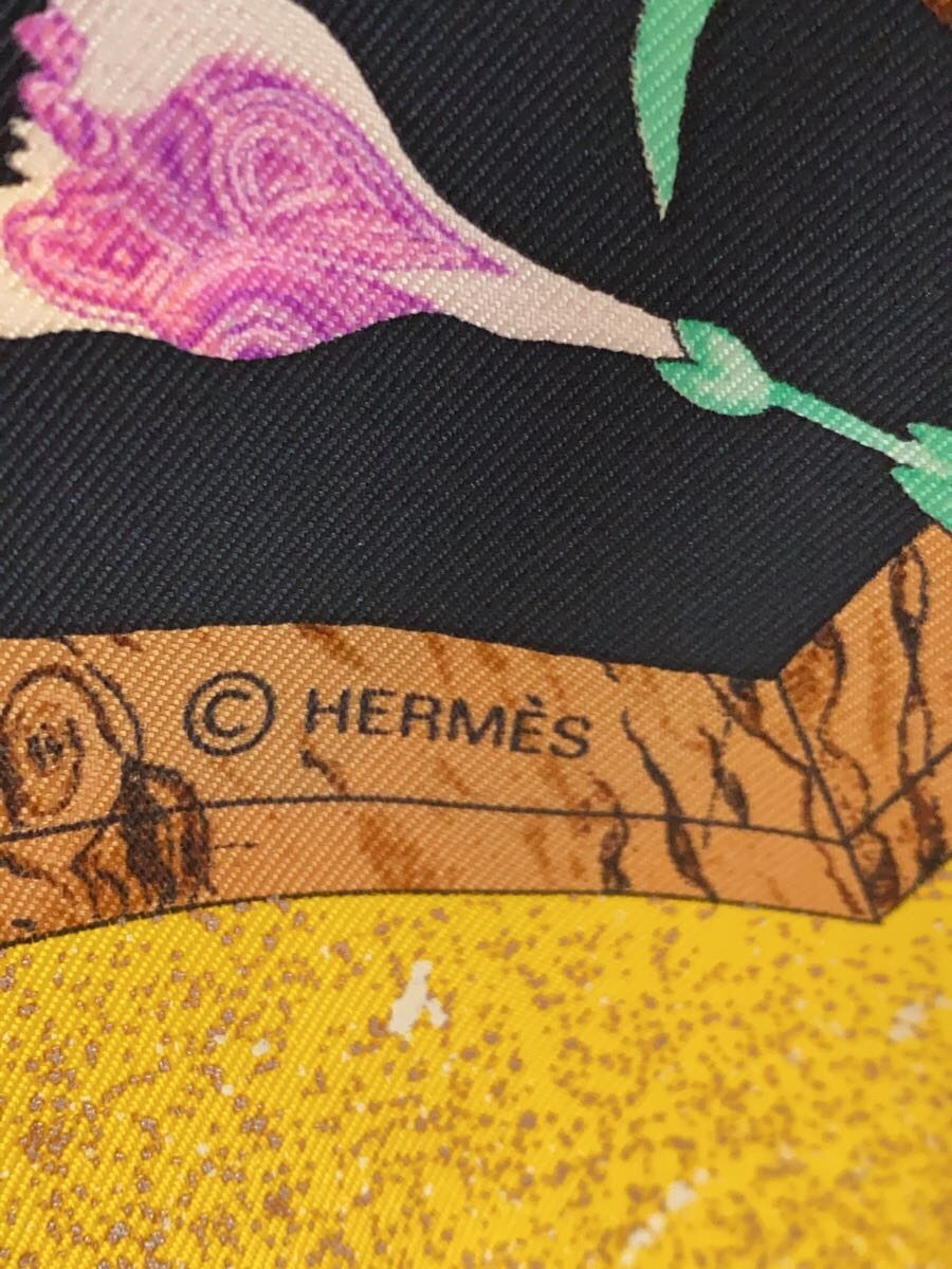 【中古】HERMES◆スカーフ/シルク/BLK/総柄/レディース/PiERRESd’ORiENTetd’OCCiDENT【服飾雑貨他】 3