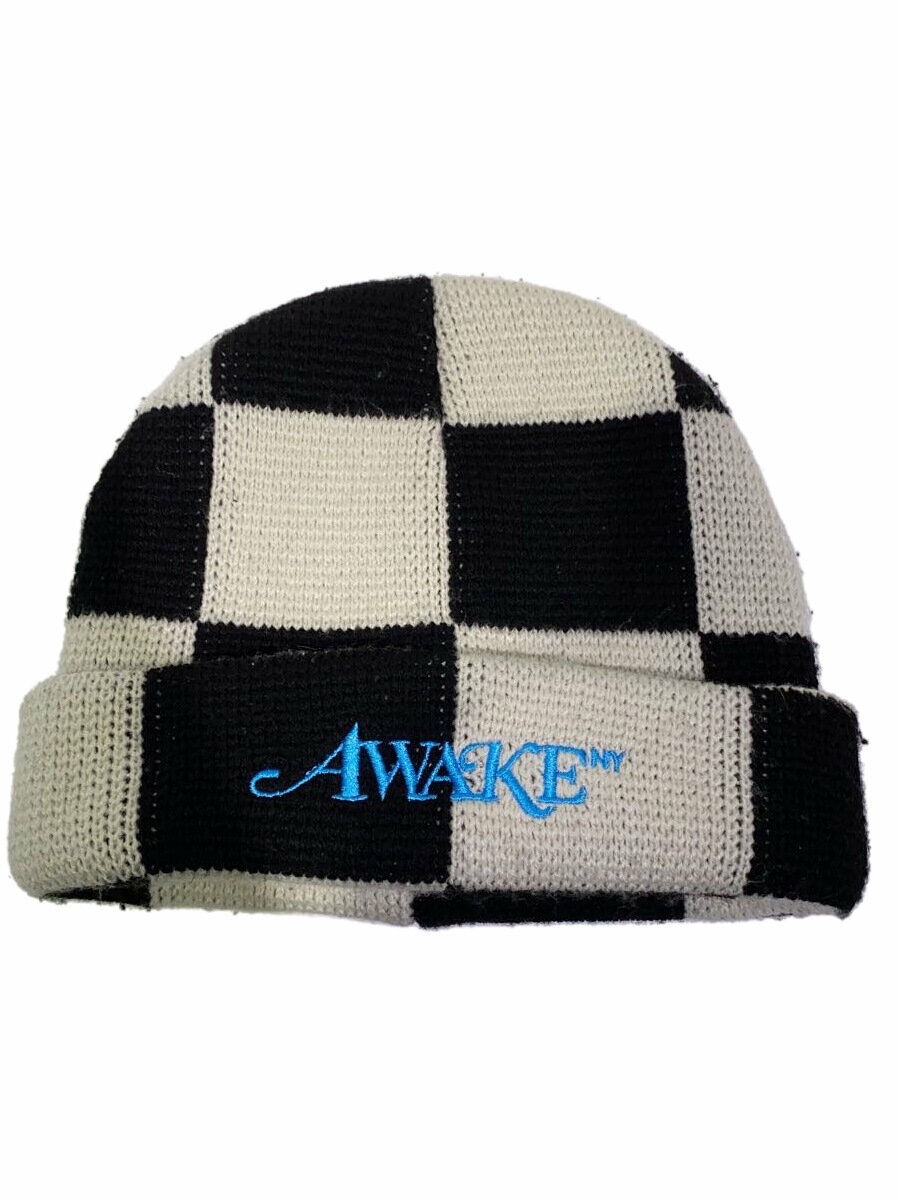 【中古】Awake NY◆ニットキャップ/FREE/アクリル/WHT/総柄/メンズ【服飾雑貨他】