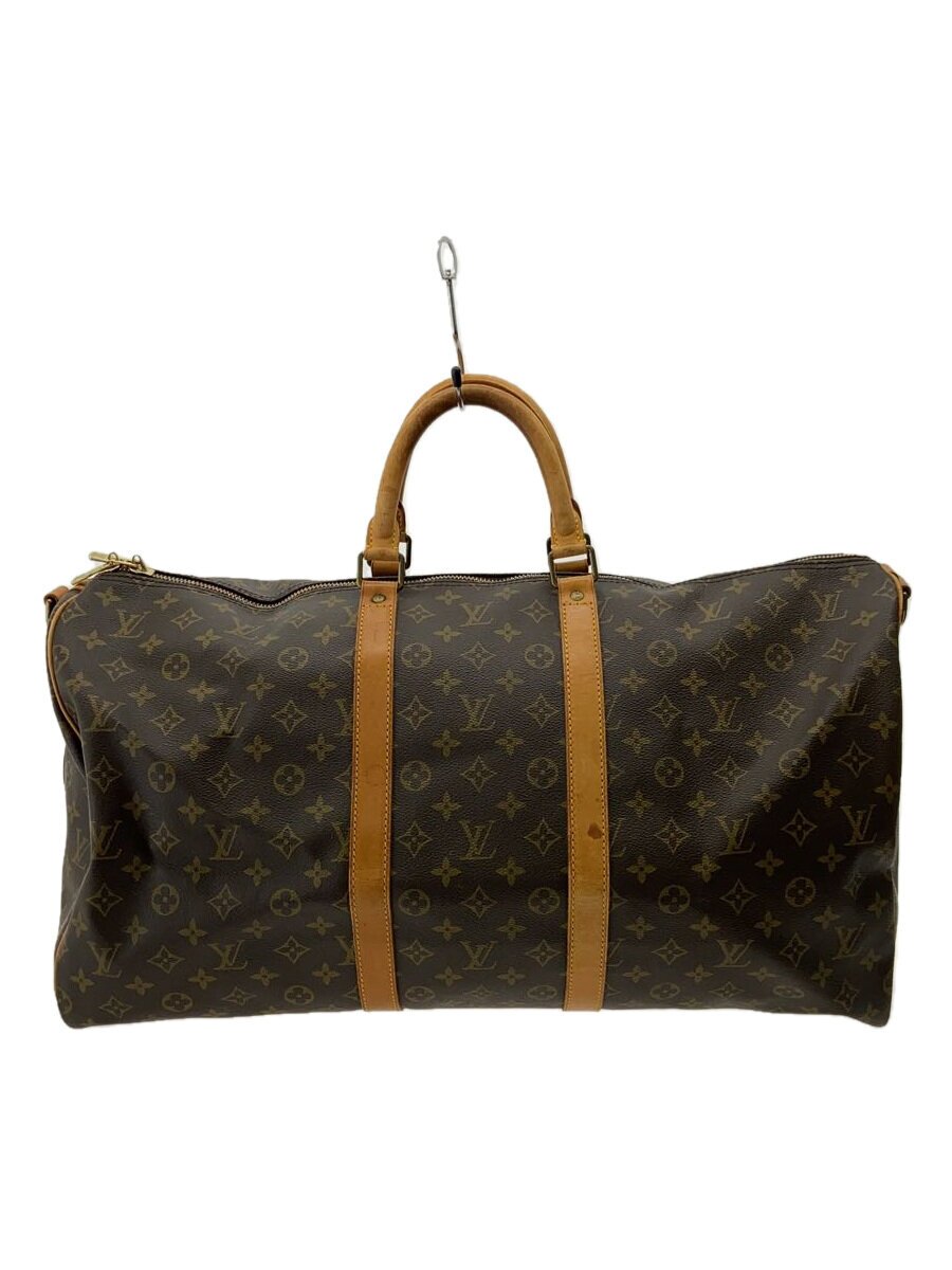 LOUIS VUITTON - 【中古】LOUIS VUITTON◆キーポル・バンドリエール55_モノグラム・キャンバス/レザー/BRW/モノグラム【バッグ】