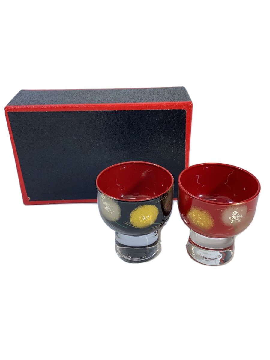 【中古】ガラスうるし蒔絵/清酒グラス/2点セット【キッチン用品】