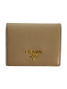 【中古】PRADA◆2つ折り財布/PVC/BEG/無地/レディース【服飾雑貨他】