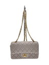 【中古】CHANEL◆ミニマトラッセ20/ライトグレー/ショルダーバッグ/レザー/GRY/A69900【バッグ】