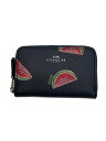 【中古】COACH◆ラウンドジップコインケース/レザー/ネイビー/スイカ柄/レディース/C2081 2357【服飾雑貨他】