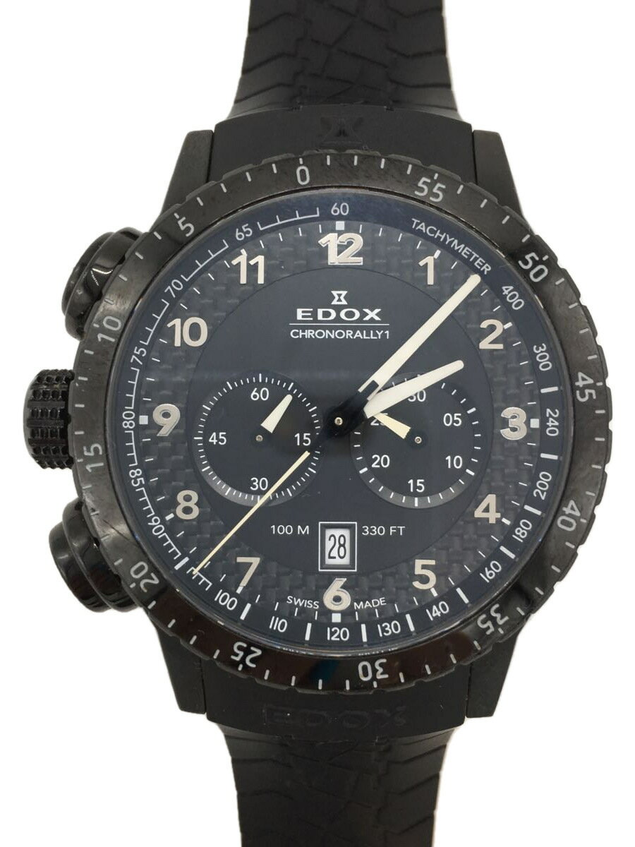 【中古】EDOX◆クォーツ腕時計/アナログ/BLK/10305【服飾雑貨他】