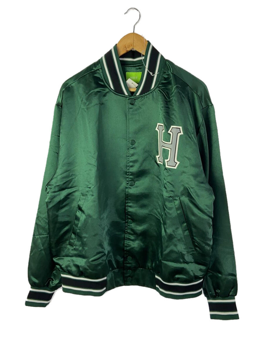 HUF◆CRACKERJACK SATIN BASEBALL/スタジャン/L/ポリエステル/GRN/無地/JK00372